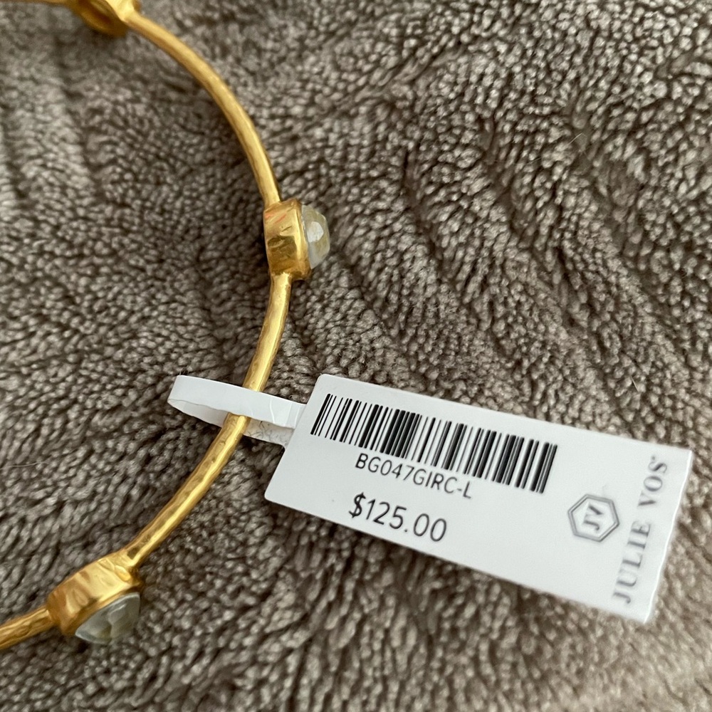 Julie Vos Gold Bangle Bracelet with White Stones - Picture 2 of 4
